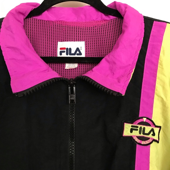 A beautiful black/magenta pink FILA zip up track jacket, Size Small - Picture 6 of 14